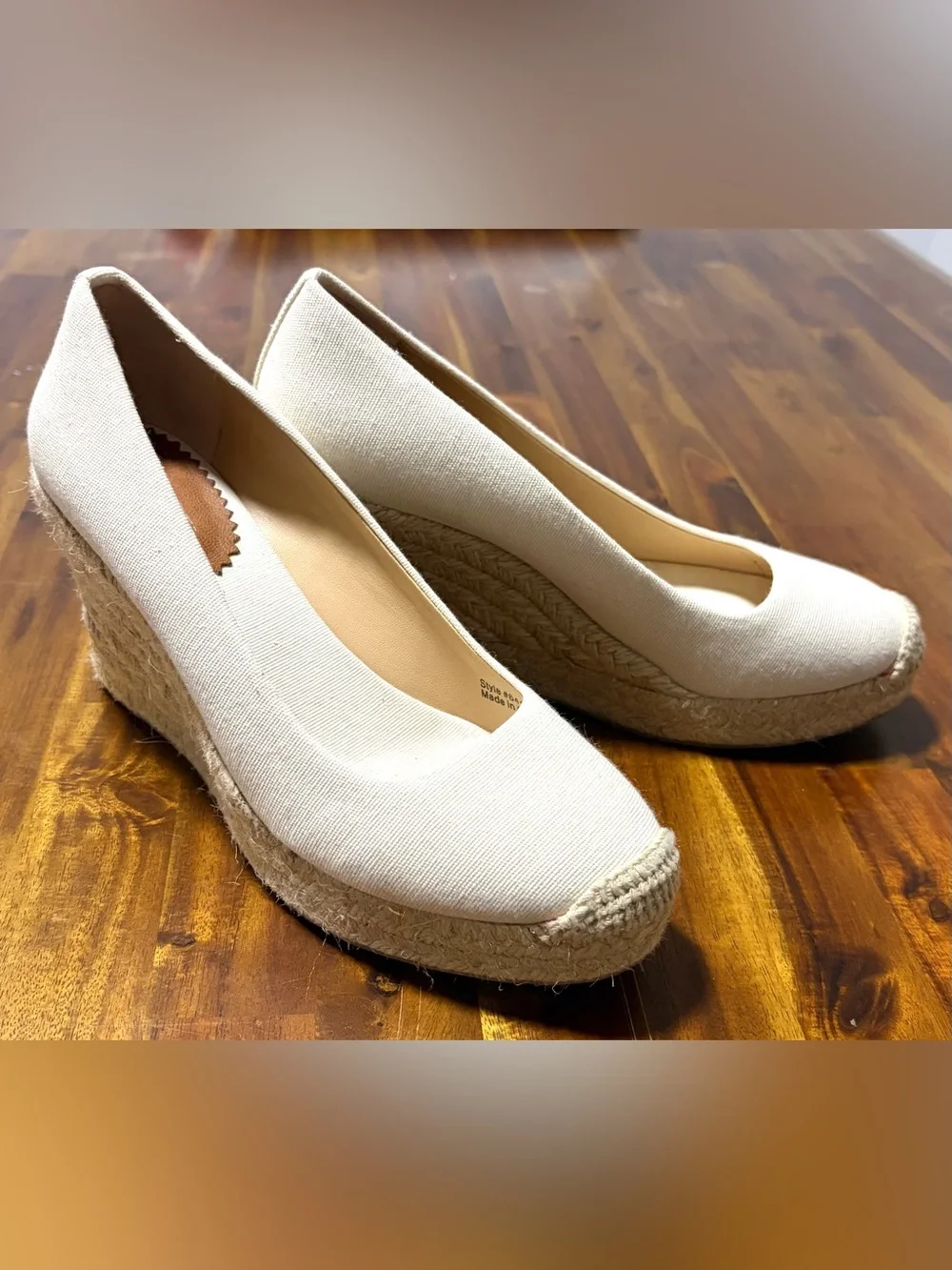 J. Crew Cream Canvas Espadrille Flats , natural fabric and genuine leather.